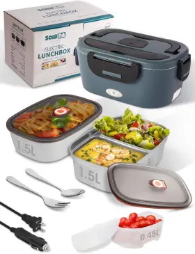 Sohida Lb 2c Heated Lunch Box 80w Electric With Two 1.5l Stainless 2 Black Sohida Lb 2c Heated Lunch Box 80w Electric With Two 1.5l Stainless 2 Black
