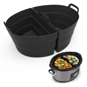 Sophico 749355978922 Reusable 100% Silicone Slow Cooker Divider Liners Fits 6-8 Quart Set Of 2 Black