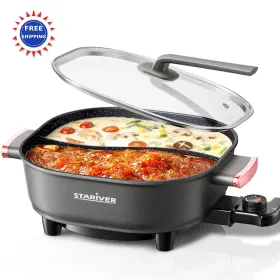 Hb-5001 Stariver 6l Electric Hot Pot With Divider 1300w Dual Flavor 5 Temp Control