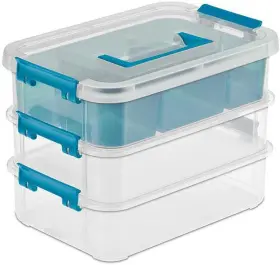 14138606 Sterilite 762768 Layer Stack And Carry Box 10-5/8-inch 1 - Pack Clear
