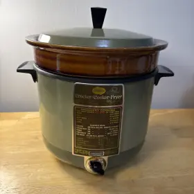 Cf70 Sunbeam Vintage 1973 Crocker Cooker Deep Fryer Crock Pot Green