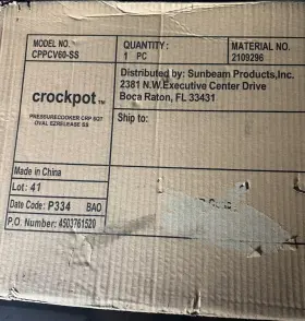 Sunbeam Cppcv60-ss Crockpot Pressure Cooker Model New Item Original Box