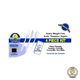 Hwckw250 Sunset Heavy Weight White Cutlery Kit 250ct Bulk Food Service