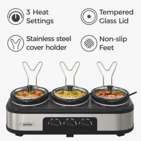 Sunvivi 765037196224 Triple Slow Cooker Buffet Server And Warmer With 3 Removable Ceramic P #2