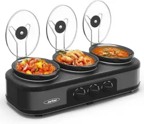 Warmer3 Sunvivi 795276240884 Triple Slow Cooker Buffet Servers And Pot Food Small Mini Man