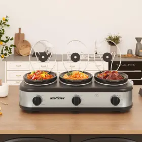 Sunvivi 800689638309 Triple Slow Cooker Buffet Server And Food Warmer Small Mini Pot #2