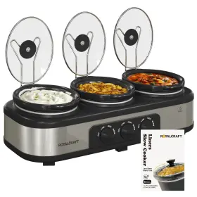 B0cghgtl5k Sunvivi Triple Slow Cooker Buffet Server 3x 1.5 Quart With 10 Liners And Spoons