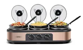 Sunvivi Outdoor 745978352750 1.5 Quart Triple Slow Cooker And Buffet Serversmall Mini Wit