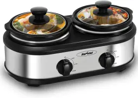 Yd006 Sunvivi Outdoor Dual Pot Slow Cooker 2 Small Mini Crock Buffet Server And Warmer U