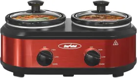 Zes001rd-11-sv-rc-hp-g-spsv Sunvivi New Double Slow Cooker 2 Pot Small Mini Crock Buffet 2.5 Quarts Red