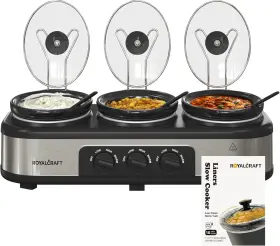 Zes003sl Sunvivi Triple Slow Cooker Buffet Server With 10 Cooking 3 1.5qt Silver