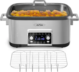 Zes009sl Sunvivi Programmable 8 Quart Slow Cooker 12 In 1 Quarts Silver