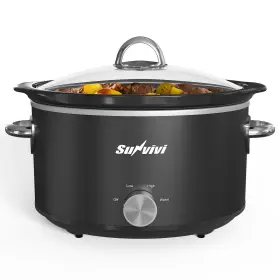 Zes010bk-11-sv Sunvivi Small Slow Cooker 4qt Mini Food Warmer With 3 Heating Settings Removable Ce