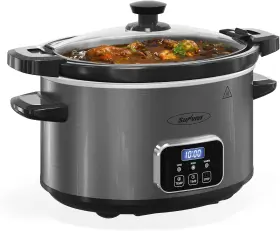 Zes011gy-11-sv Sunvivi 4 Quart Slow Cooker Programmable Pot With Locking Lid Quarts Grey