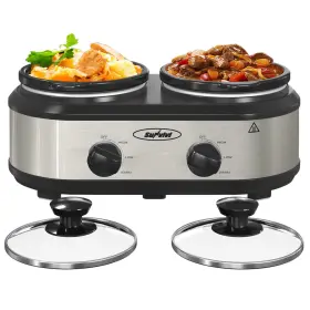 Sunvivipro 810173792417 2 1.25 Quarts Dual Slow Cooker Buffet Server And Warmer With Removable Cer