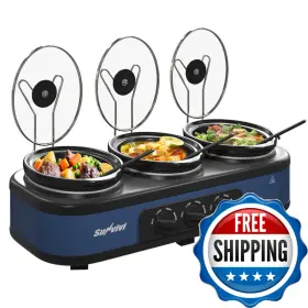 B0fnm9x8qg Sunvivipro Triple Slow Cooker 3 X 2.5 Quart Buffet Food Warmer Removable Ceramic