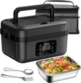 Bx88 Supcooki Cordless Electric Lunch Box For Adults 16000mah Self-heating Food Black
