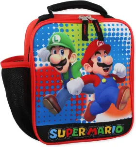 Super Mario 843340261645 Bros Boys Girls Soft Insulated School Lunch Box One Size Blue