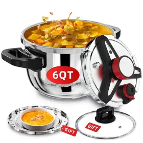 Sv011-6qt-us-n Svklhy 3-in-1 304 Stainless Steel Pressure Cooker 6 Qt Explosion-proof 3 Psi
