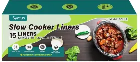 Scl15 Syntus Slow Cooker Liners 15 Count Cooking Bags Large Size Disposable Pot Liner