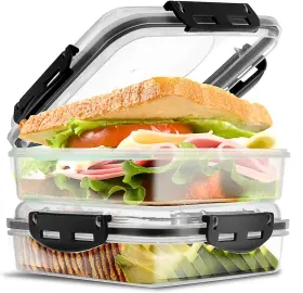 Hg-105-2bk Tafura Premium Sandwich Containers And Box - 2 Pack Bpa Free Black