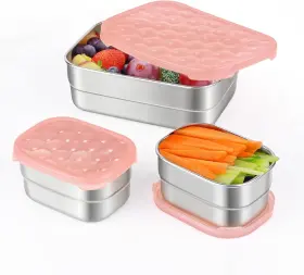 A1102 Tanjiae Small Stainless Steel Lunch Medium Pink Berry Snack Containers For Adults