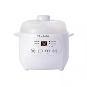 Tayama 445023939990 1 Quart White Mini Ceramic Stew Slow Cooker With Pre-settings And Built-in Timer