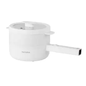 Tayama 445051167174 1.5 Quart White Electric Multi-cooker Cooking Pot With Food Steamer