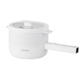 Tayama 810044280418 1.5 Quart White Electric Multi-cooker Cooking Pot With Food Steamer