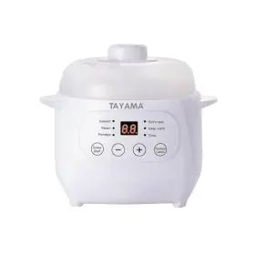 Tayama 810044280517 1 Quart White Mini Ceramic Stew Slow Cooker With Pre-settings And Timer