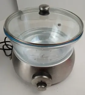 Qct-531 Technique Electric Glass Slow Cooker Steamer W Lid Stainless Base