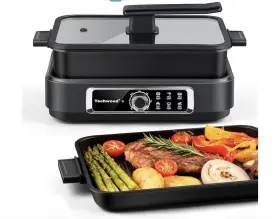 Techwood 735279782493 Slow Cooker Electric Skillet 7.5-quart Extra-large Capacity Multi-cooker Wit