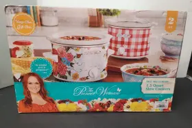 The Pioneer Woman 972267520086 Sweet Rose And Gingham Floral 1.5 Quart Slow Cooker Set Of 2