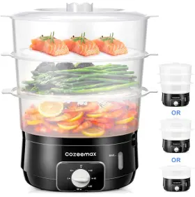 Thk-1024-296424 Thinkstar 13.7 Quart Electric Food Steamer For Cooking 3 Tier Vegetable