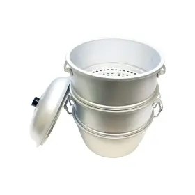 Alst008 Thunder Group Steamer Set 15 Inch Dia. X 20-1/4 H 3/8 Perforations Silver