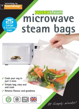Msb25lge Toastabags Microwave Steam Bags - 25 Pack Transparent