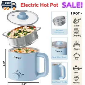 7445047 Topwit 1.6l Electric Hot Pot With Steamer Dual Power Cooker For Noodles Soup And More 7445047 Topwit 1.6l Electric Hot Pot With Steamer Dual Power Cooker For Noodles Soup And More