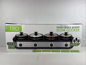 Bs-41525 Tru Four Crock Buffett Slow Cooker With 4 Serving Spoons
