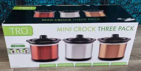 Tru-3a Tru Mini Crock Three 3 Pack .65 Quart Candy Slow Cook Appetizers Dips Smaller New