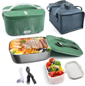 Trushome 614162706627 Electric Lunch Box Food Heater 80w Heated Boxes For Adults With Black