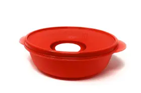 43217-59536 Tupperware Crystalwave Microwave Lunch N Dish Divided Bowl Red 7 Inches