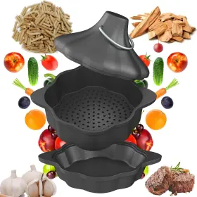 Ukenem 780943941829 Cast Iron Garlic Roaster And Saucepan Pot Small Black-1