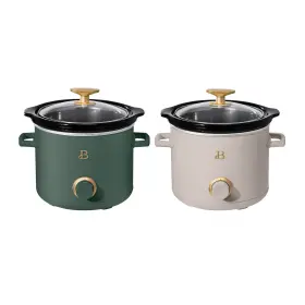 Un Brand 744110439182 2 Quart Manual Slow Cooker 2-pack Thyme Green Porcini Taupe By Drew Barrymore