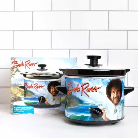 Uncanny Brands 840790115283 New Bob Ross 2 Quart Slow Cooker- Happy Little Tree Appliance