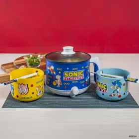 Uncanny Brands 840790142746 Sonic The Hedgehog Hot Pot With Ramen Bowls