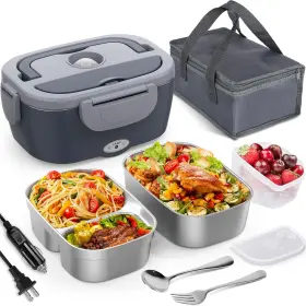 Hd-j-0017 Vabaso Electric Lunch Box For Adults 80w Heated With Eternal Gray