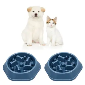 Verdant Nova 666186358849 2 Pcs Slow Feeder Dog Food Bowl Designed To Eating Blue-blue Free Ship