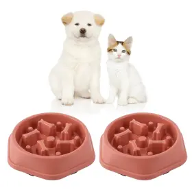Verdant Nova 666186358856 2 Pcs Slow Feeder Dog Food Bowl Designed To Eating Pink-pink Free Ship