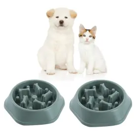 Verdant Nova 666186358863 2 Pcs Slow Feeder Dog Food Bowl Designed To Eating Green Free Ship