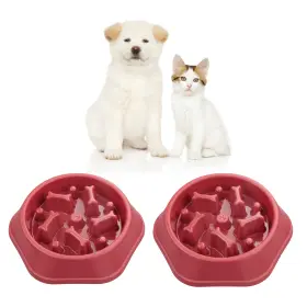 Verdant Nova 666186358870 2 Pcs Slow Feeder Dog Food Bowl Designed To Eating Red-red Free Ship